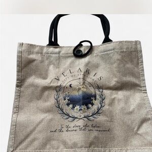 Velaris Beige Tote Bag with Black Handles